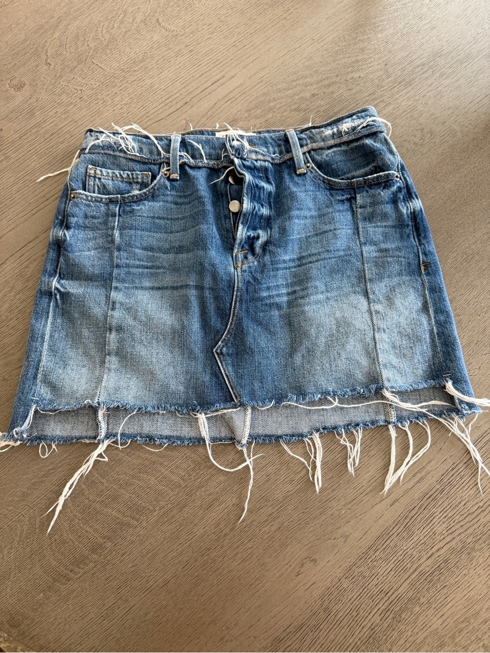 FRAME Denim Frayed Mini Skirt Size 27